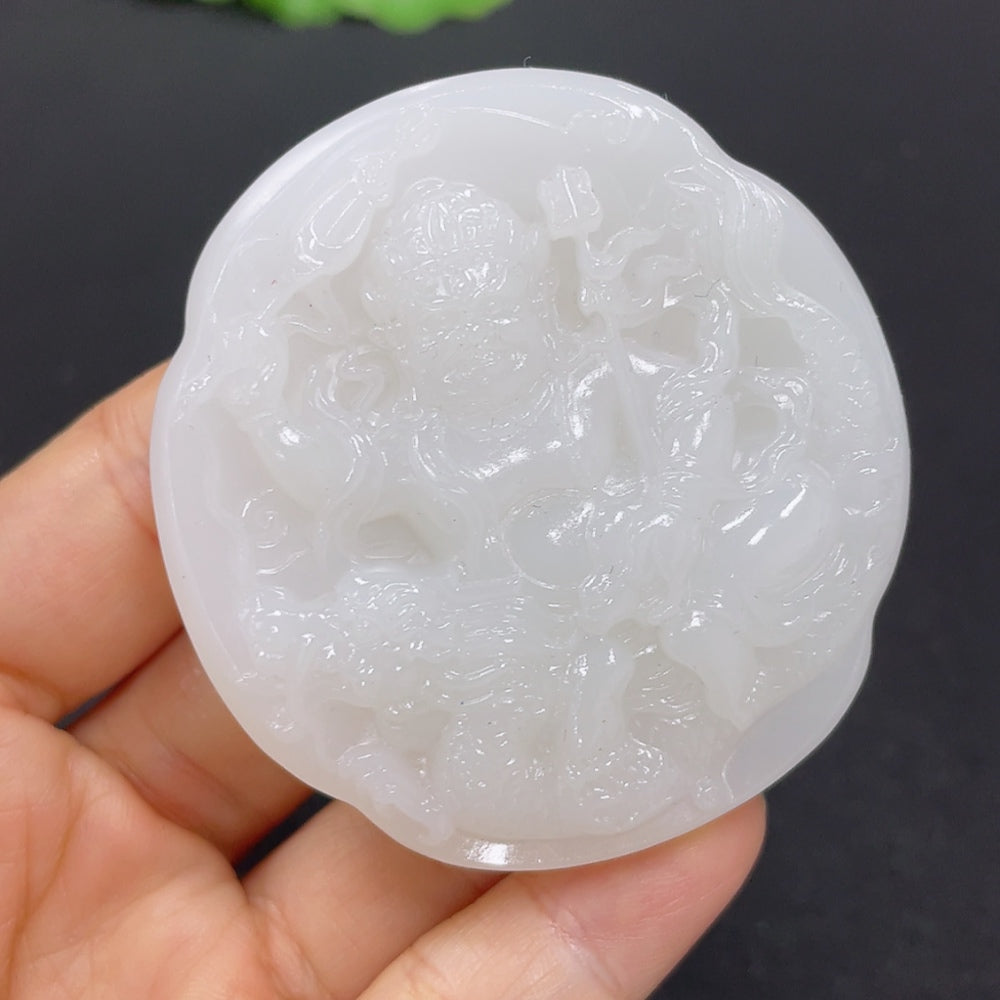 Hetian Jade Pendant - Fudō Myōō, Total Weight Approx. 64g