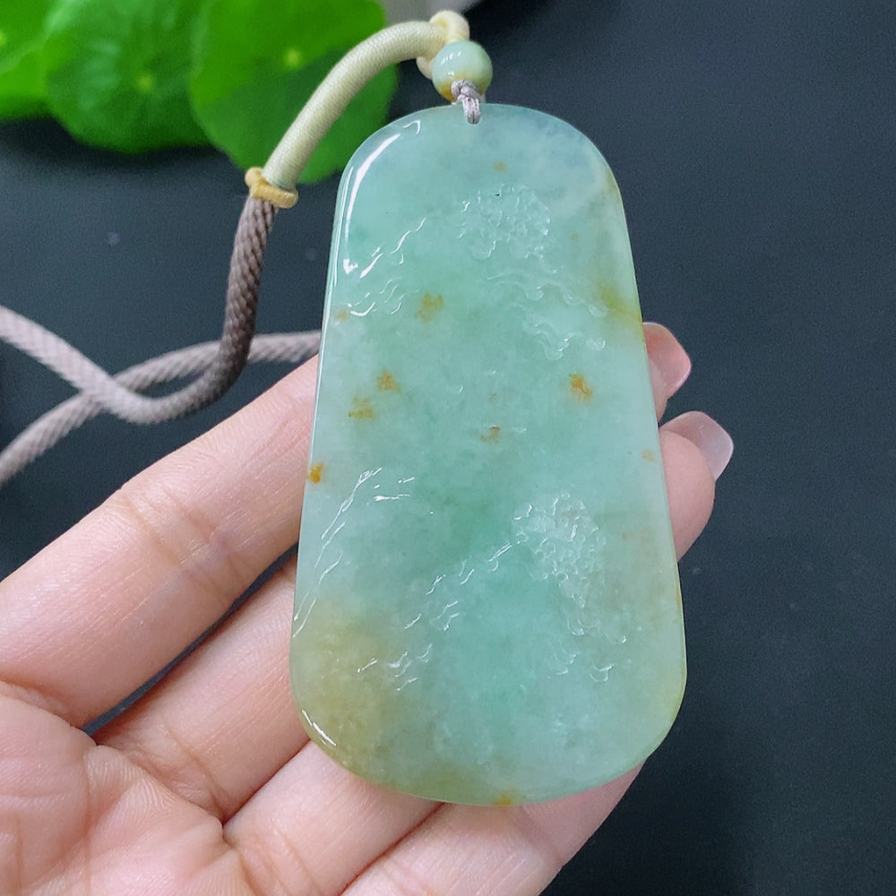 Jadeite Pendant Landscape Plaque Total Weight Approx. 52g