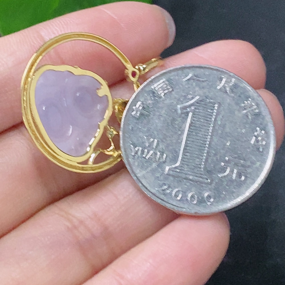 Jadeite Inlaid Buddha Pendant with 18K Gold and Diamond Accents, Total Weight Approximately 3.76g