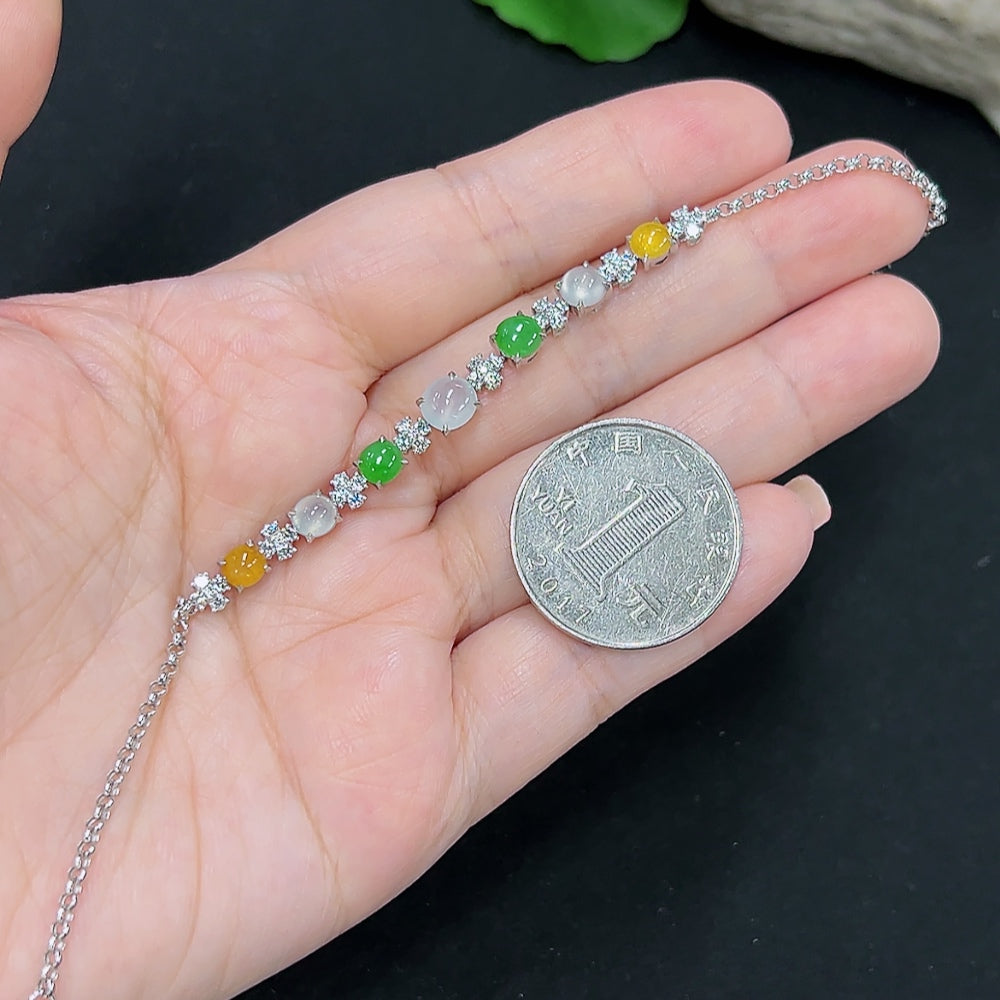 Jadeite inlaid bracelet 18K gold (yellow color origin undetermined) (non-diamond)