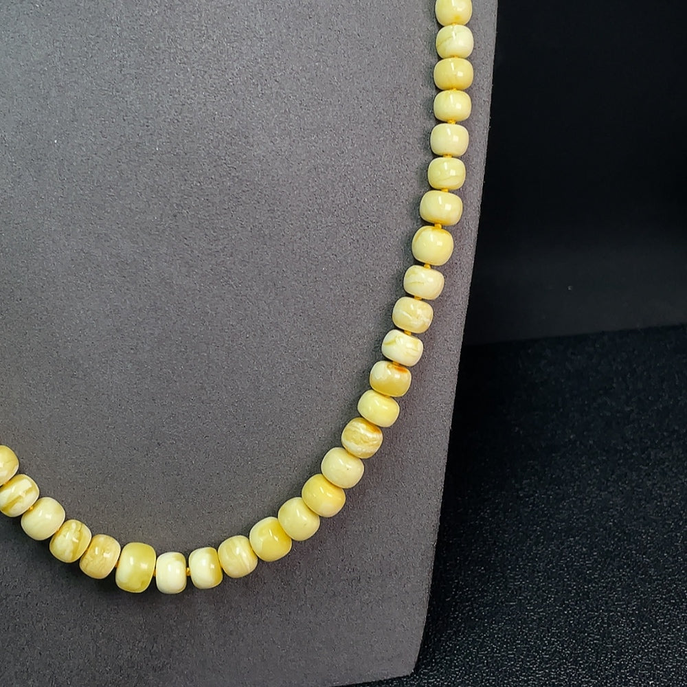 Amber Beeswax Beaded Necklace with Non-Natural Clasp, Total Weight Approx. 29.04g, Size 6.9-11.3mm