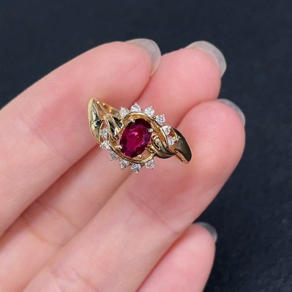 Ruby Ring with Diamond Accents, 14k Gold
