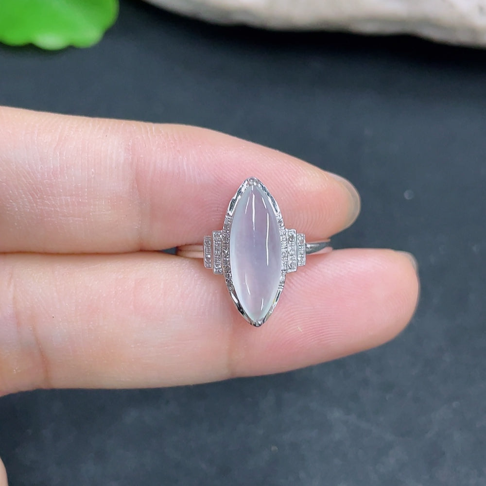 Jadeite ring with 18k gold and diamond accents, size 13, from HKHQ, showcasing the detailed design and polished finish.