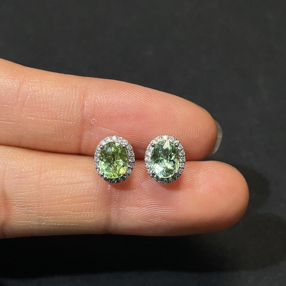Tourmaline Earrings with Diamond Accents, 18K Gold