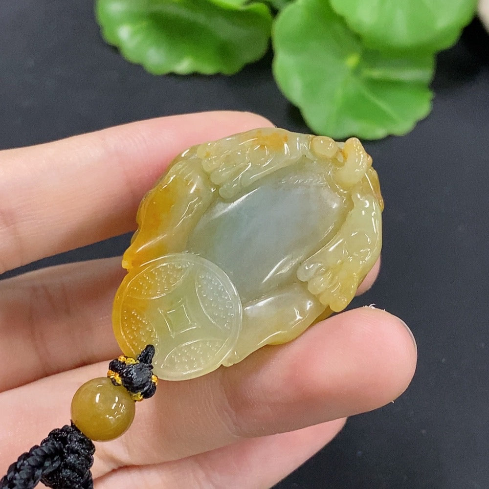 Jadeite Dragon-Turtle Pendant, color origin undetermined