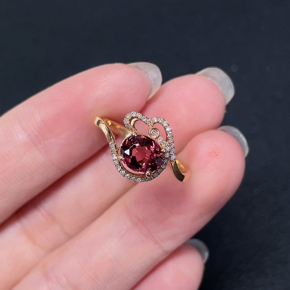 Tourmaline Ring with Diamond Accents, 18K Gold