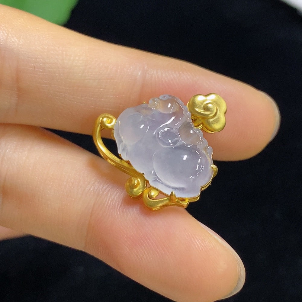 Jadeite Inlaid Pendant 18k Total Weight Approx. 3.21g