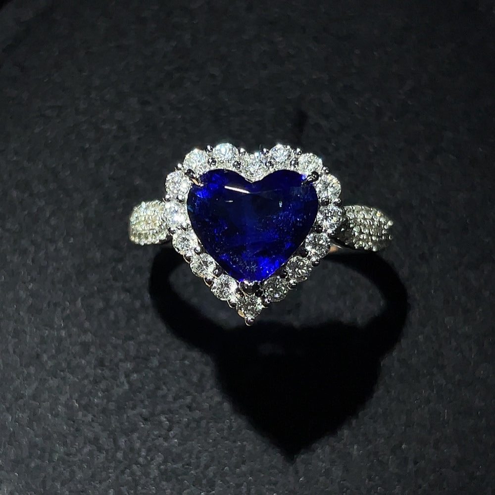Sapphire Ring in 18K Gold with Diamond Accents