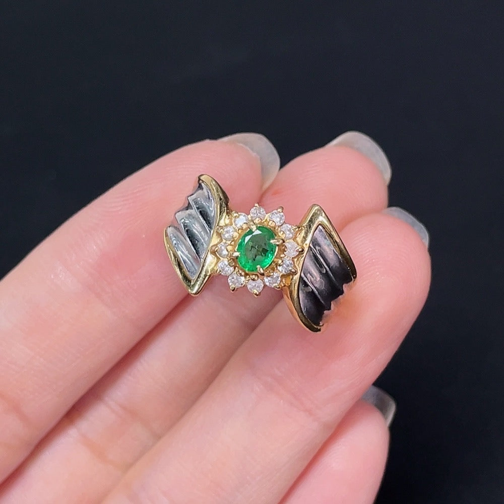 Clarity-Enhanced Emerald Ring with Diamond Accents
