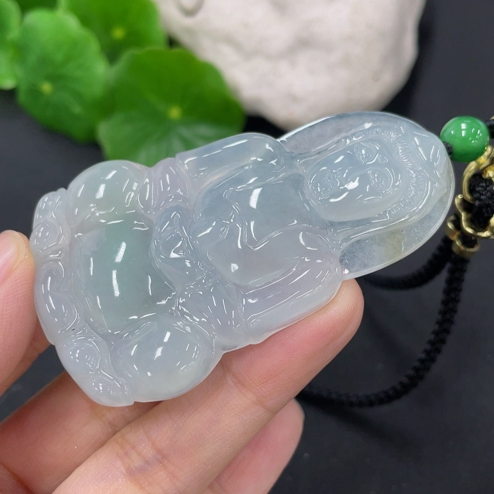 Jadeite Guanyin Pendant Total Weight Including Rope Approx. 31.4g