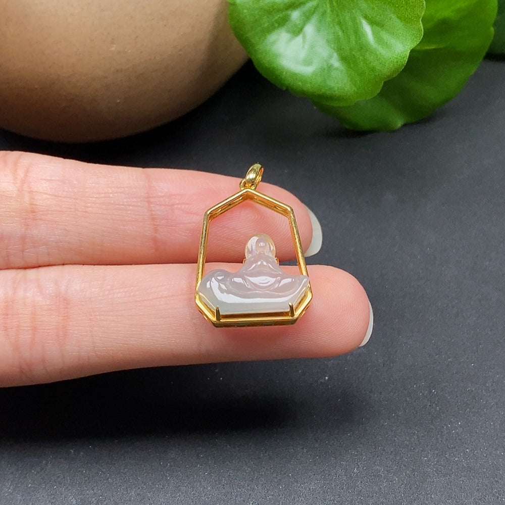 Jadeite Inlaid Pendant Formless Buddha 18k