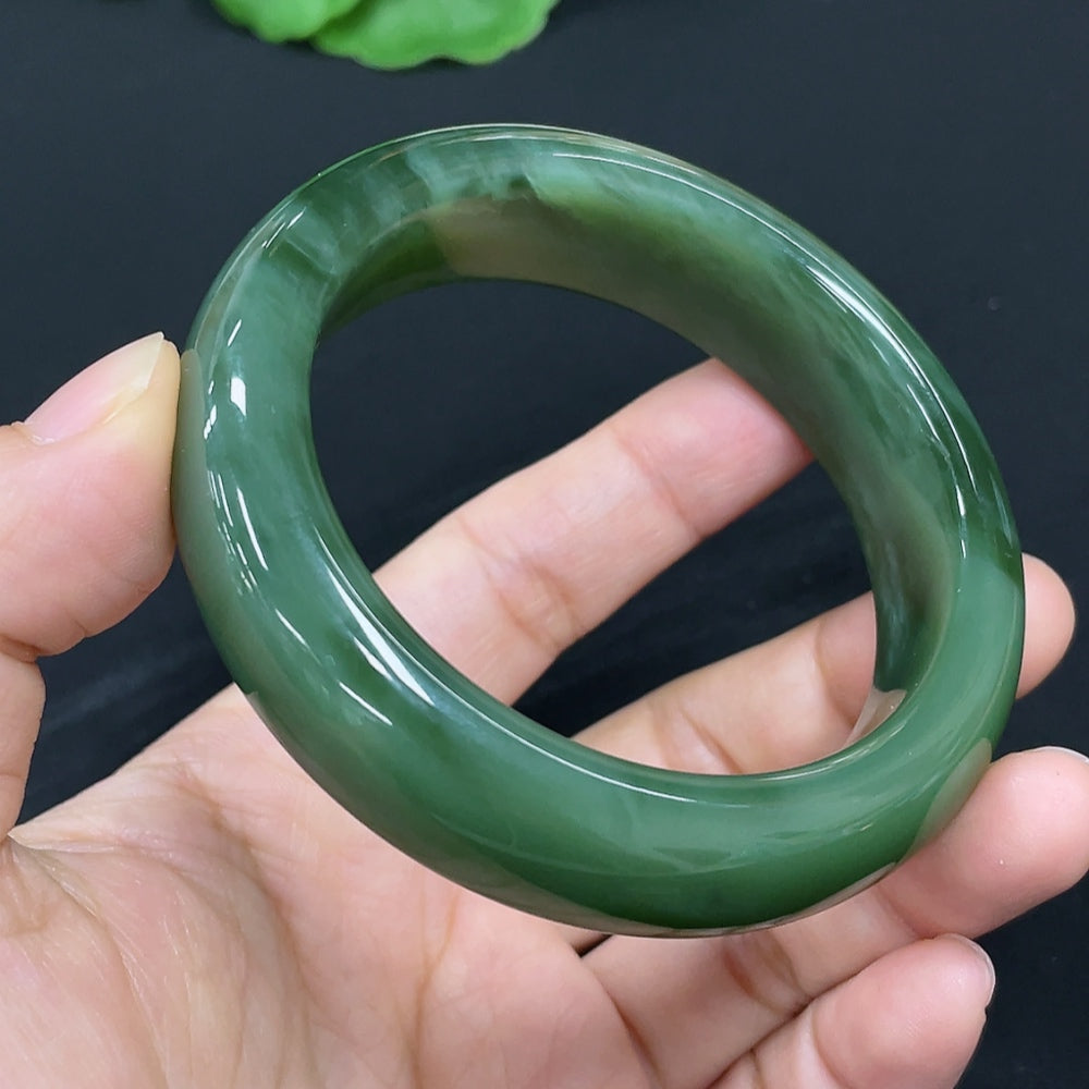 Hetian Jade Green Jade Round Bangle