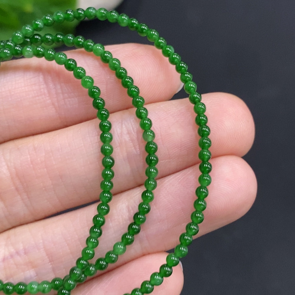 Jadeite Bead Necklace Approx. 2mm Non-Gold Total Weight About 4.7g
