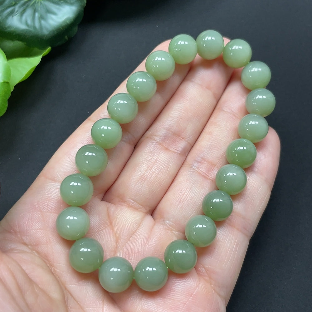 Hetian Jade Bracelet, 9.6mm, Approx. 29.54g