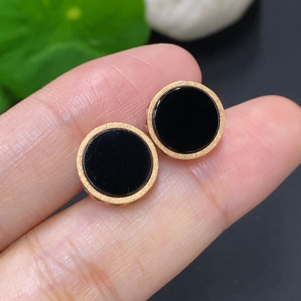 Jadeite Ear Studs 18K Gold Without Ear Backs