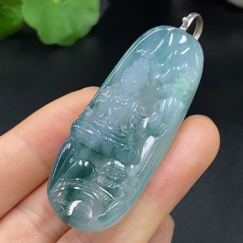 Jadeite Guanyin Pendant Total Weight Approx. 24.11g Non-Gold Fastener