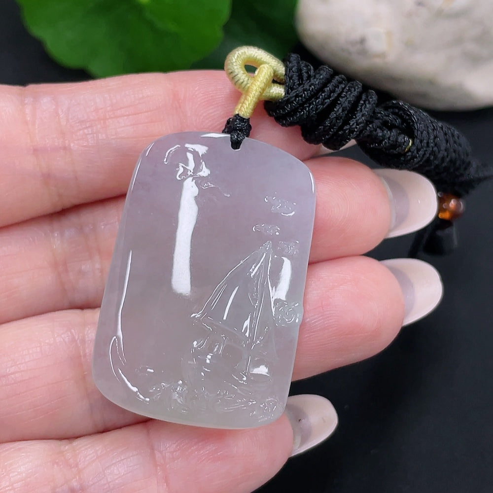 Jadeite Smooth Sailing Pendant Total Weight Approx. 19.75g