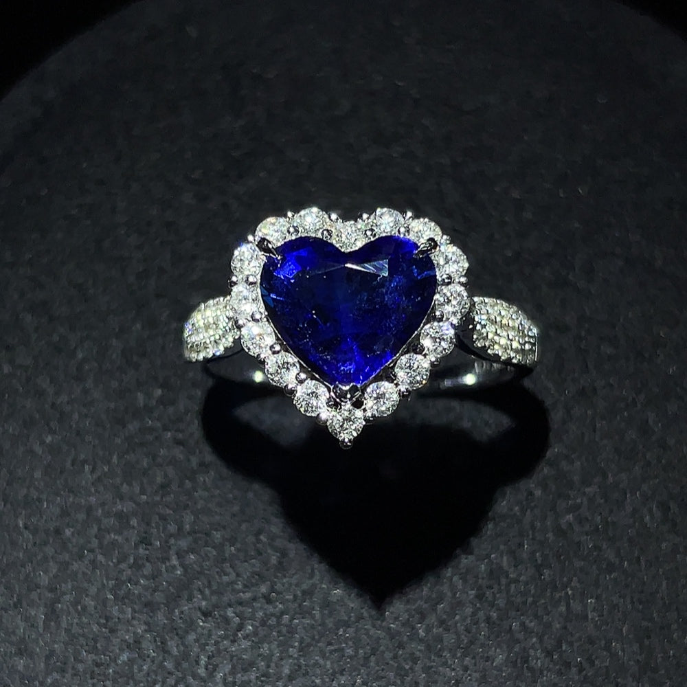 Sapphire Ring in 18K Gold with Diamond Accents