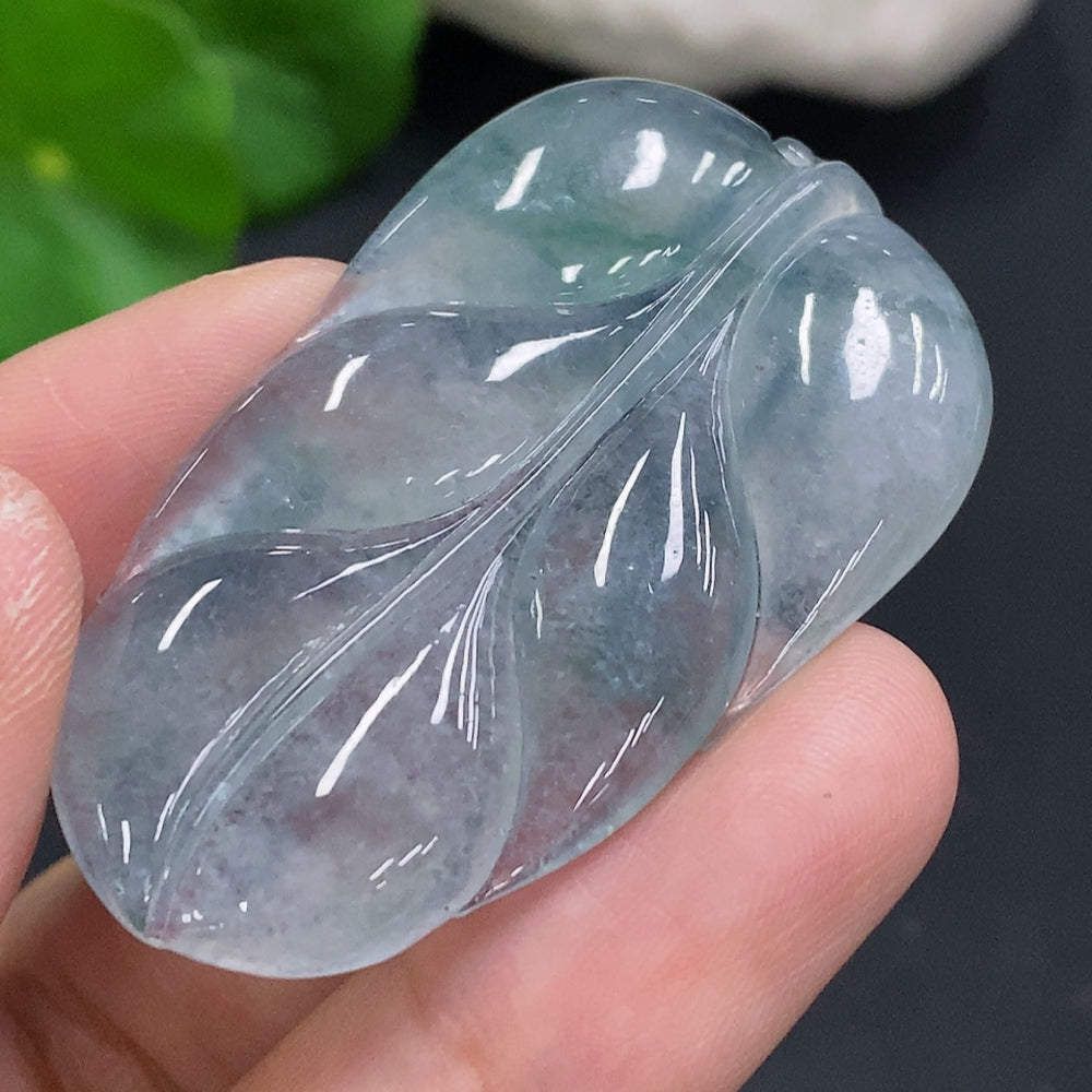 Jadeite Leaf Inlaid Piece, Total Weight Approx. 11.2g