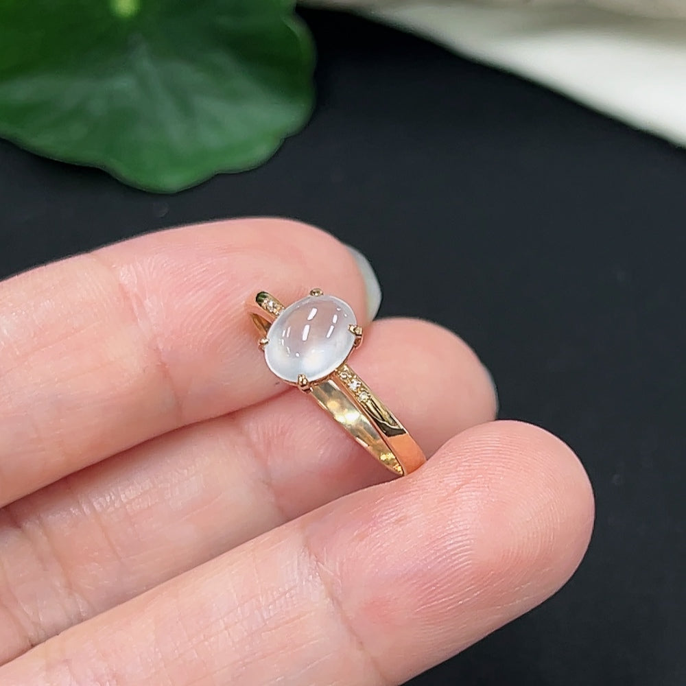 Jadeite Ring in 18K Gold (With Diamond Accents)