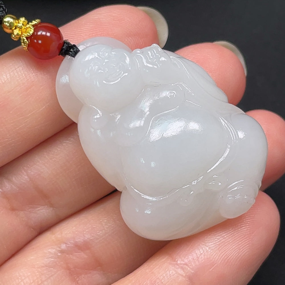 Hetian Jade Buddha Pendant, Total Weight Approx. 27.18g, Including Rope