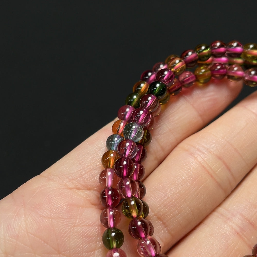 Tourmaline Bead Necklace with Visible Organic Matter