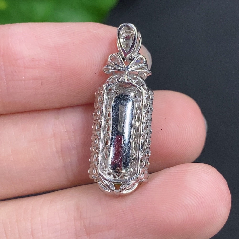 Jadeite Pendant with 18k Gold Mounting, Accented with Diamonds