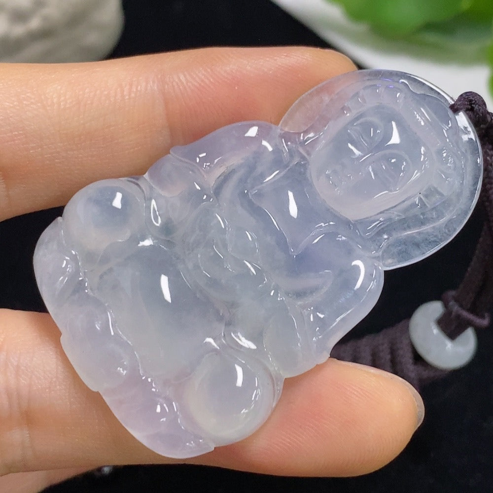 Jadeite Guanyin Pendant Total Weight Approx. 17.28g (Including Cord Weight) With Non-Grade A Beads