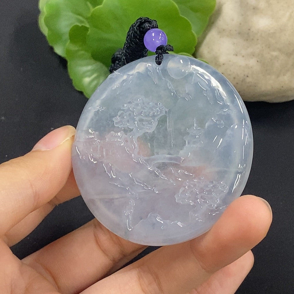 Jadeite Landscape Pendant Total Weight Approx. 32.8g