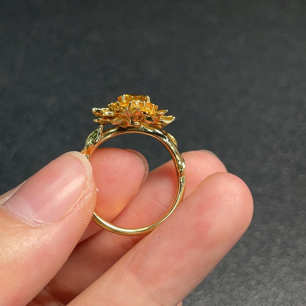 Sapphire Ring 18k Gold Color Origin Undetermined Accent Stones Possibly Non-Natural Total Weight Approx. 6.31g Adjustable