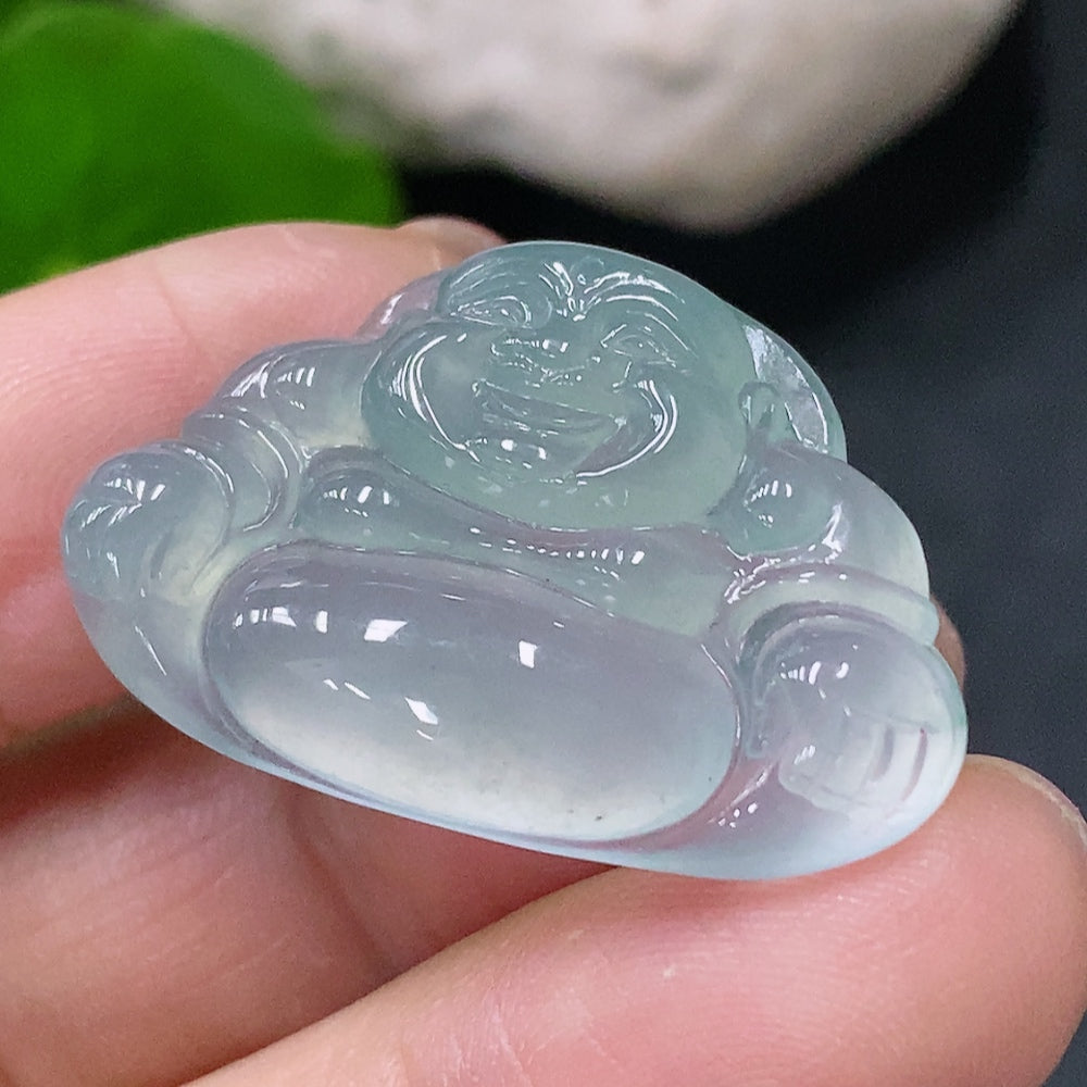 Jadeite inlaid Buddha pendant, total weight approximately 5.17g