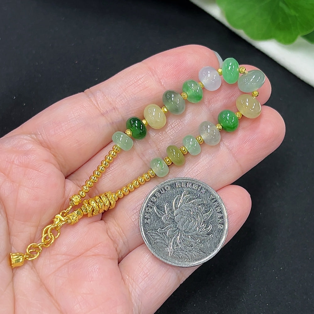 Jadeite Bracelet with Tested 99% Gold Setting