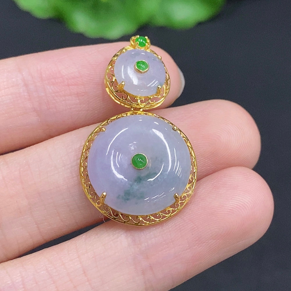 Jadeite Peace Buckle 18k Gold Total Weight Approx. 3.1g