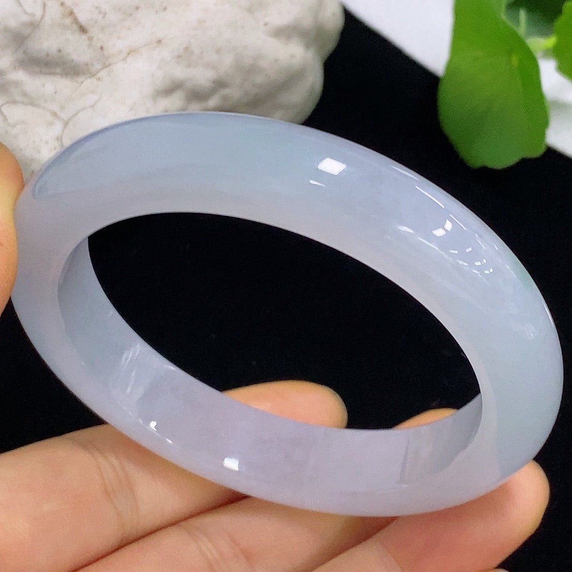 Jadeite round bracelet with size 56.4 and approximately 61.44g weight, featuring smooth, polished jade beads from HKHQ.