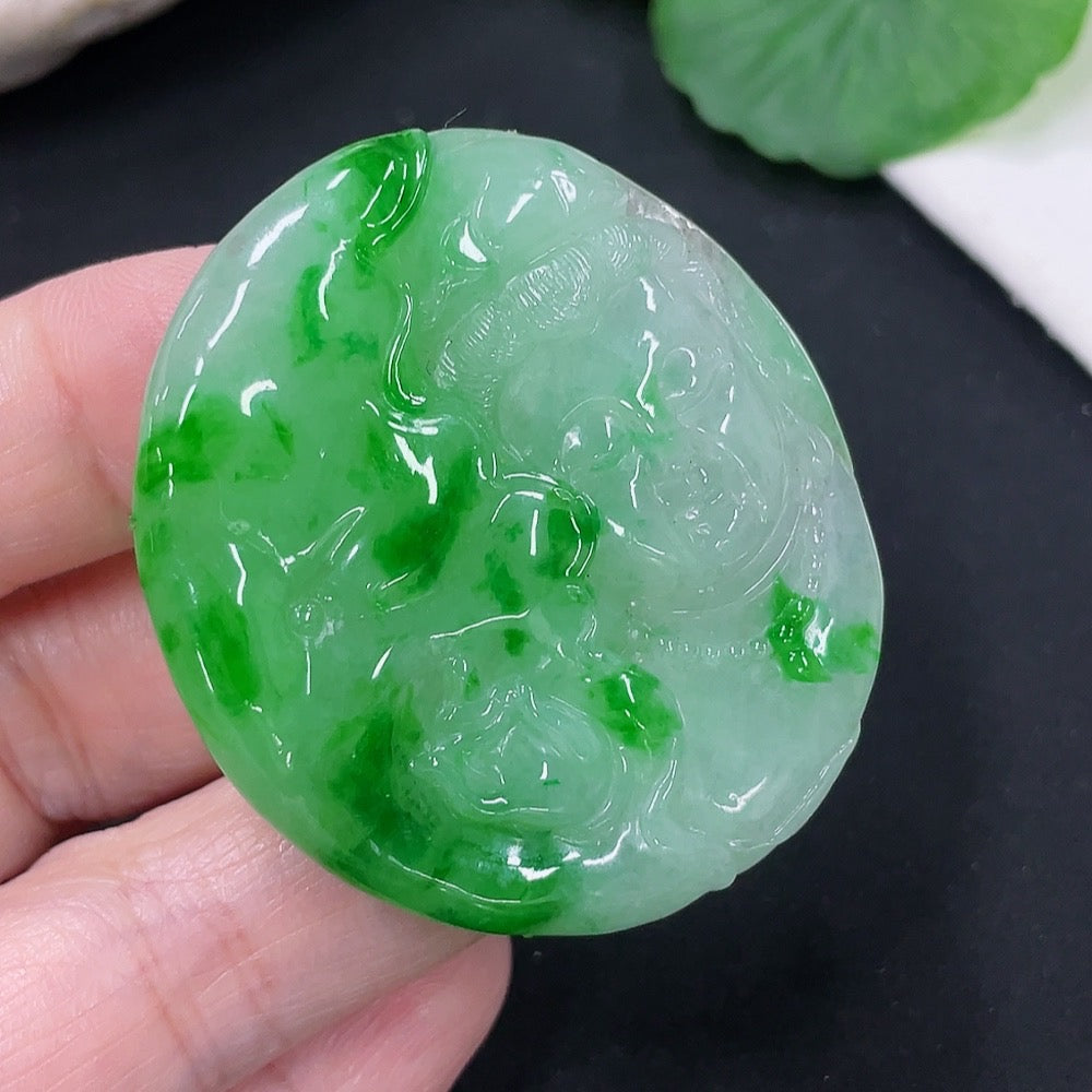 Jadeite Guanyin Pendant Total Weight Approx. 27.7g