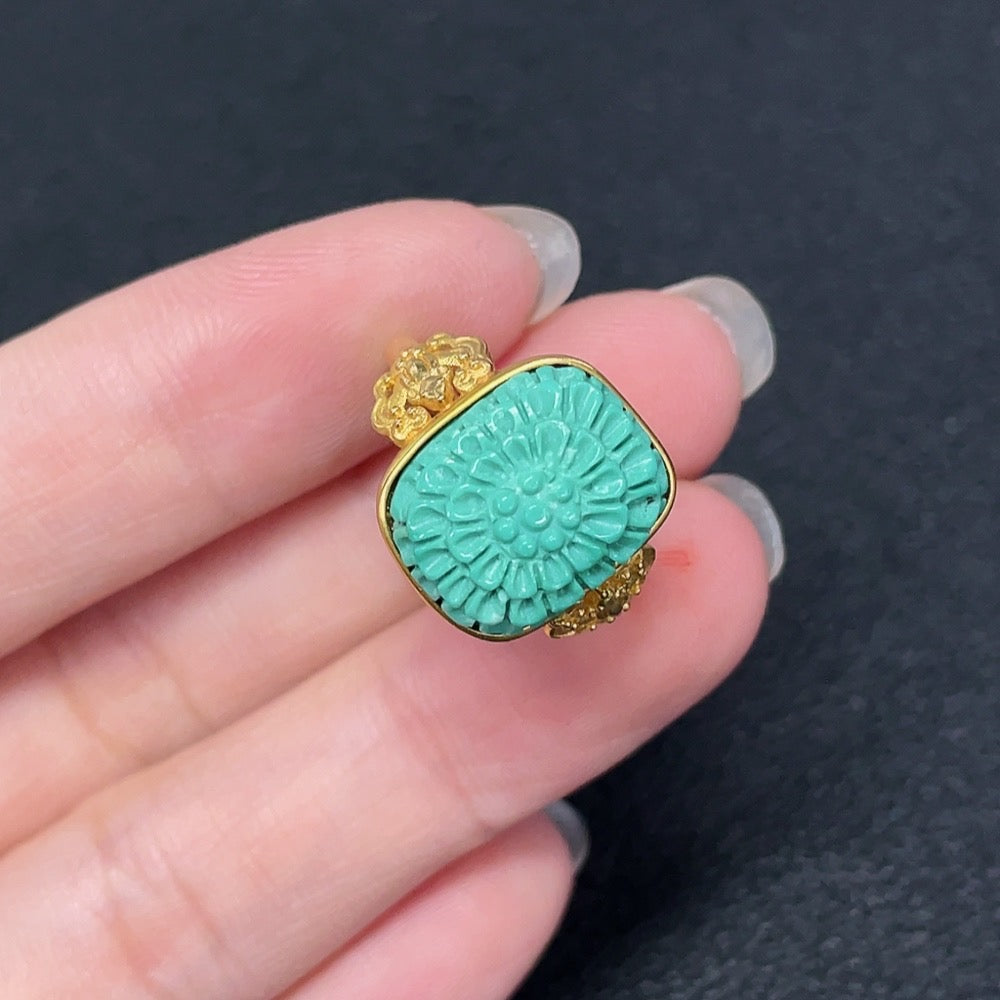 Turquoise Ring 18K Gold With Box