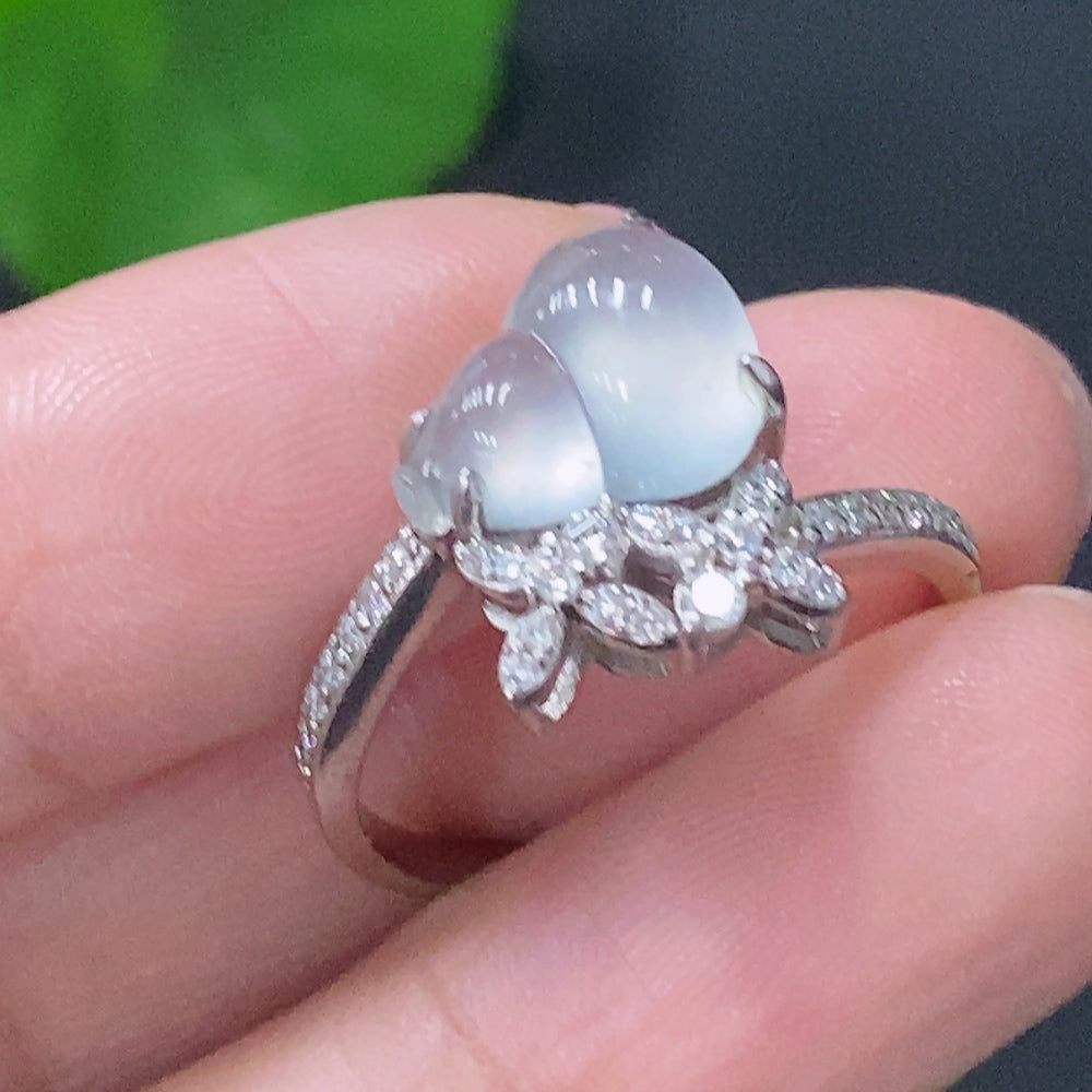 Jadeite Inlaid Ring Non-Gold Adjustable Total Weight Approx. 2.76g