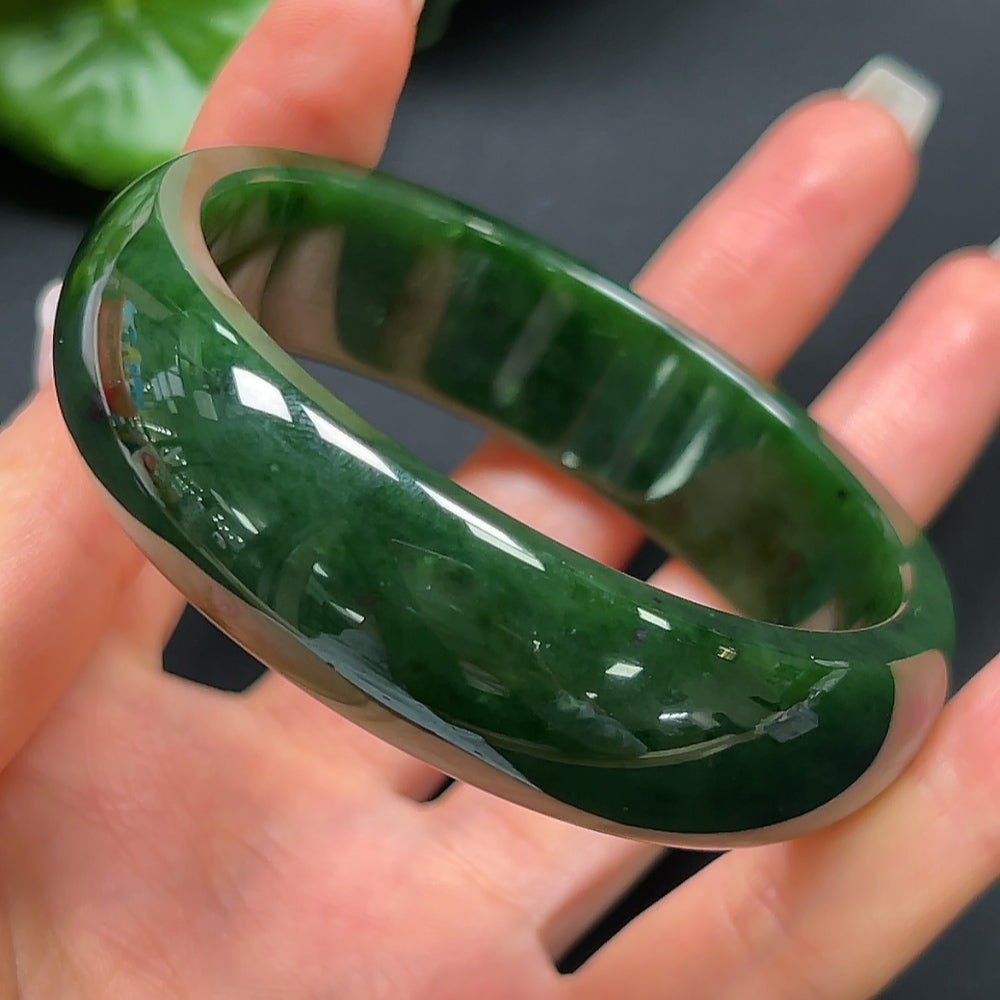 Hetian Jade Green Jade Round Bracelet