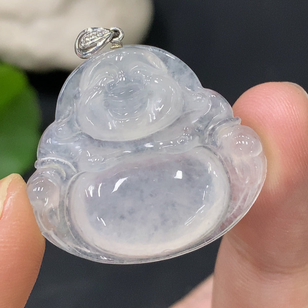 Jadeite Pendant Total Weight Approx. 6.72g Buddha Pendant with 18K Bail