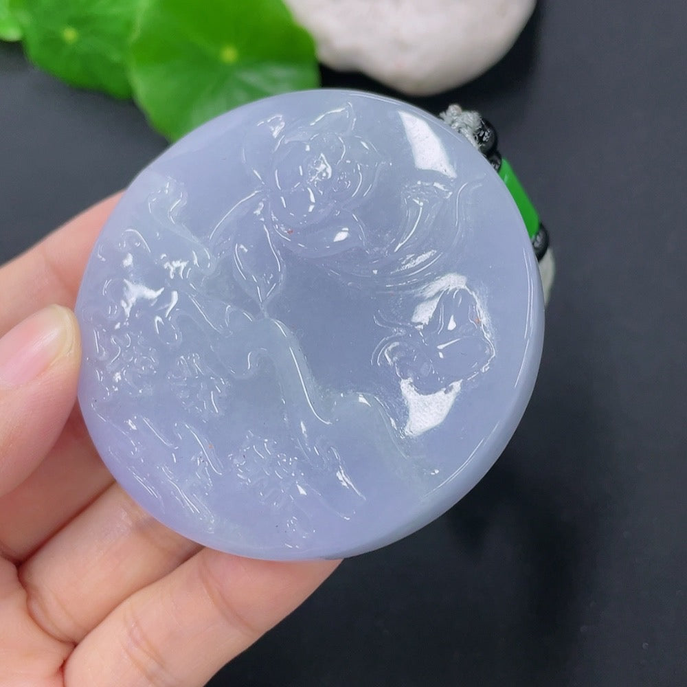 Jadeite Pendant Lotus Total Weight Approx. 83.62g Including Rope Non-A Beads