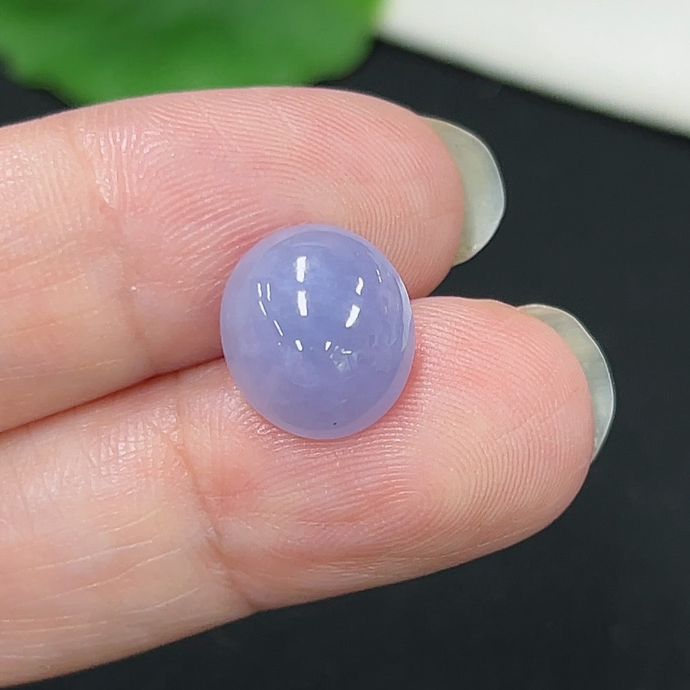 Jadeite cabochon inlay piece from HKHQ, smooth green jade with polished surface, weight approximately 1.12 grams
