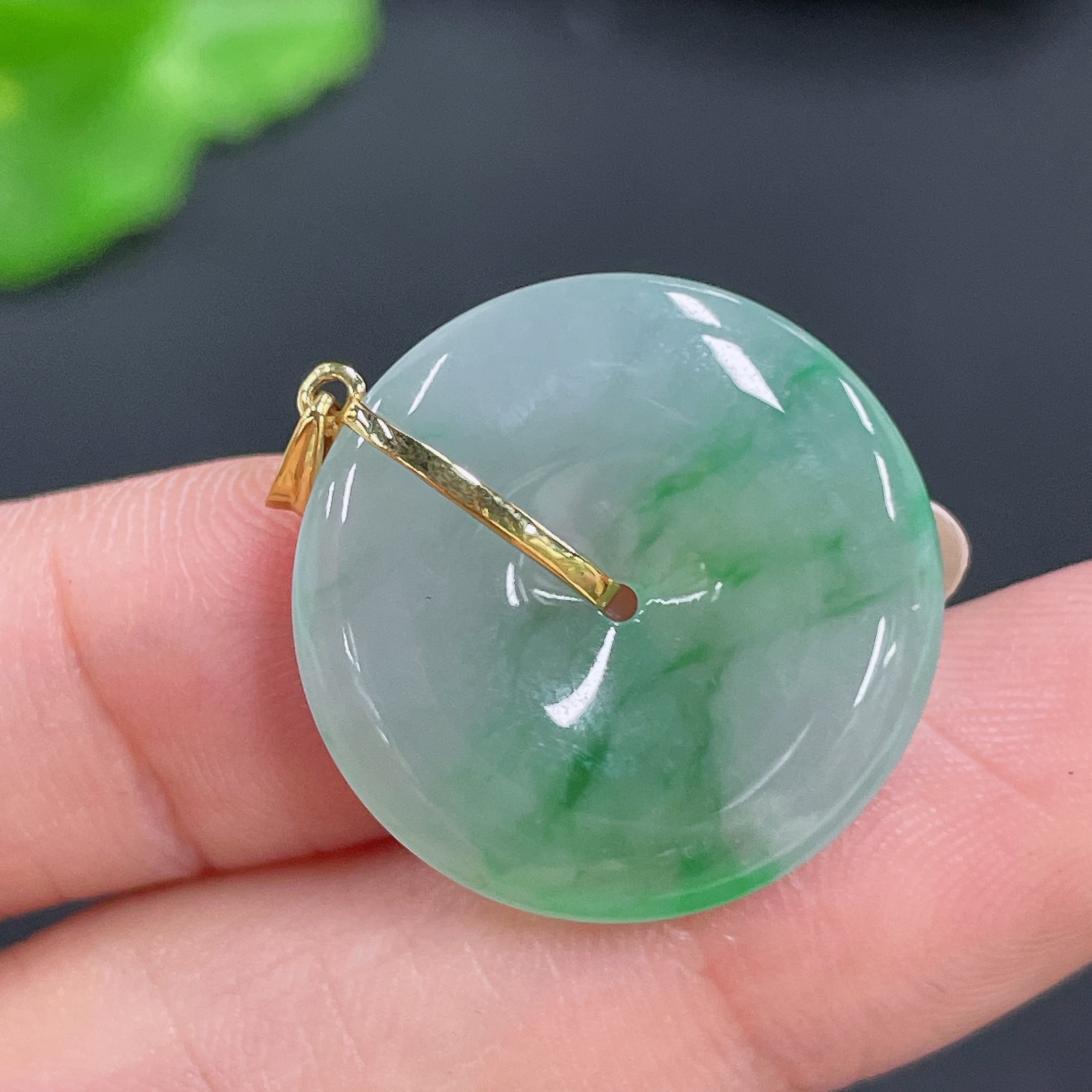 Jadeite Pendant Peace Buckle 18k Buckle Head Total Weight Approx. 3.86g