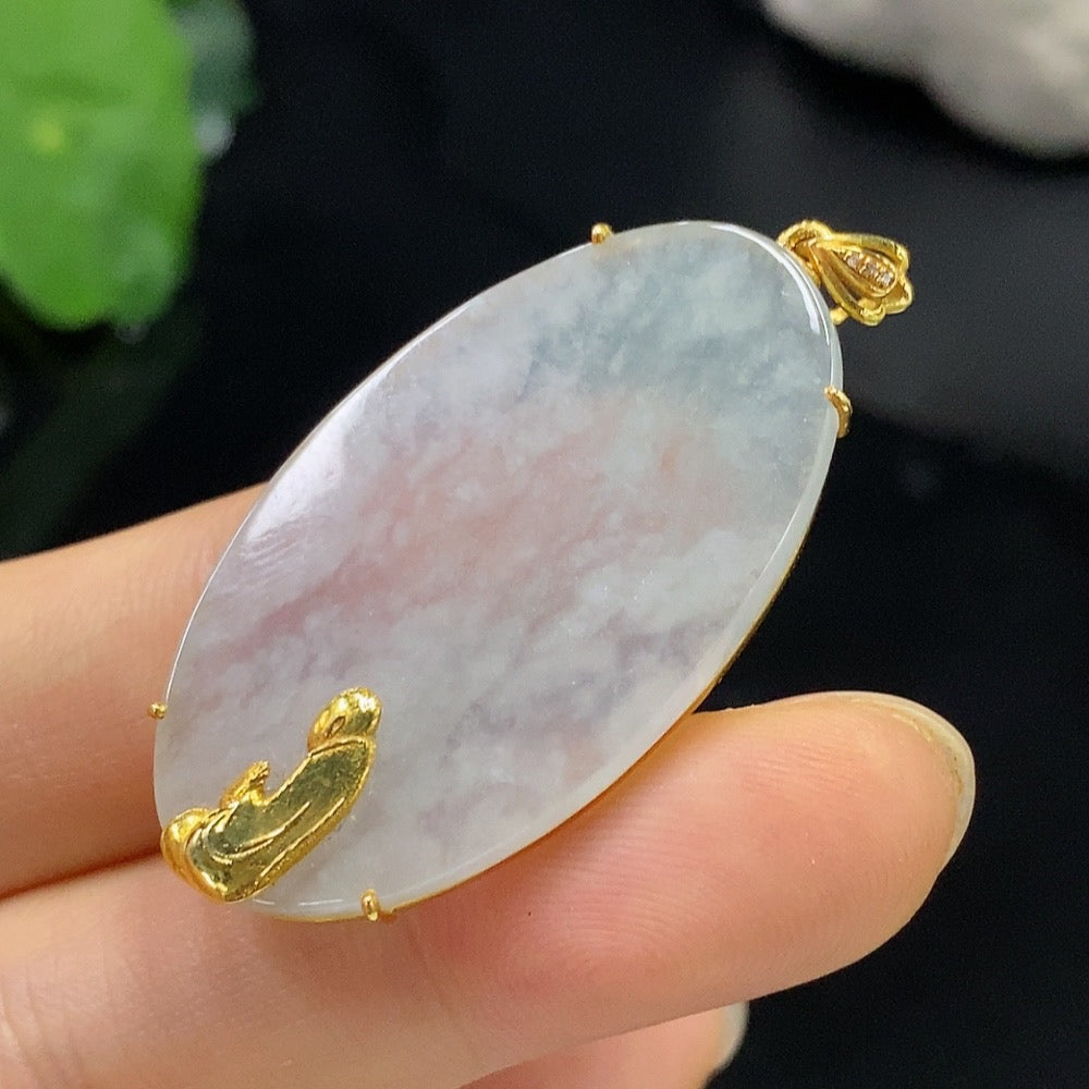 Jadeite Enlightenment Pendant 18K Gold Total Weight Approx. 6.1g