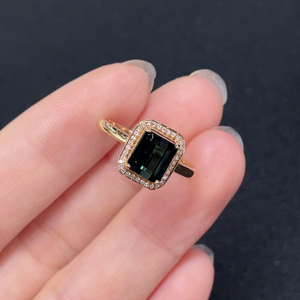 Tourmaline Ring 18k Gold with Diamond Accent