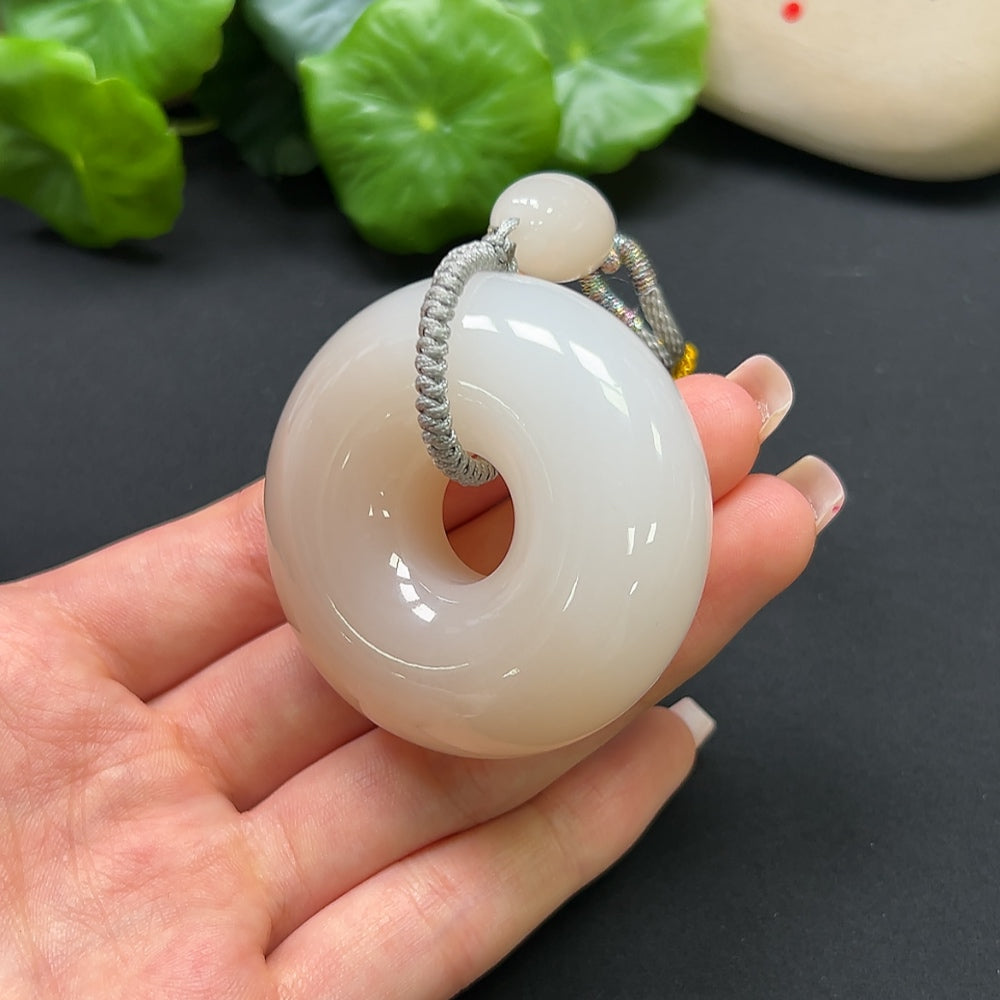Hetian Jade Peace Knot Pendant Including Rope