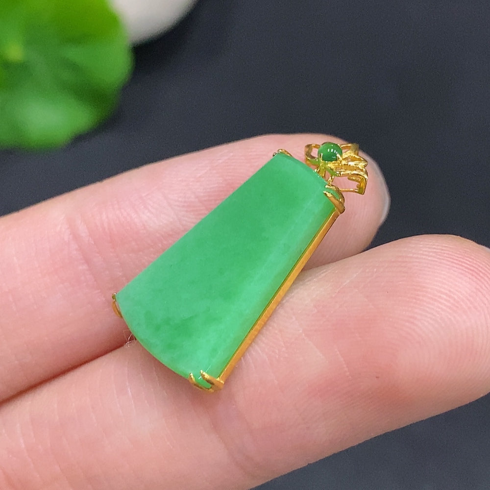 Jadeite Plain Pendant Necklace 18K Gold Total Weight Approx.1.9g