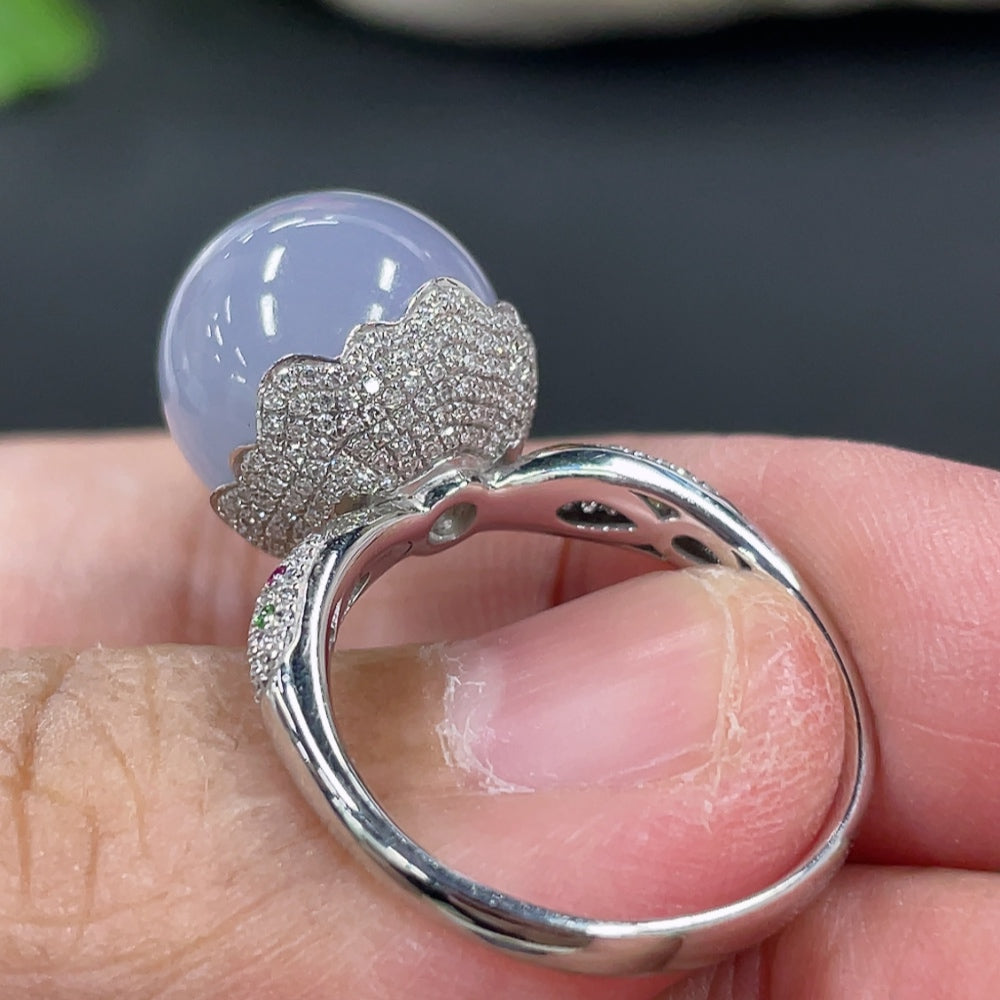 Jadeite Bezel Ring in 18K Gold, Approx. 7g with Diamond Accents (Colorless)