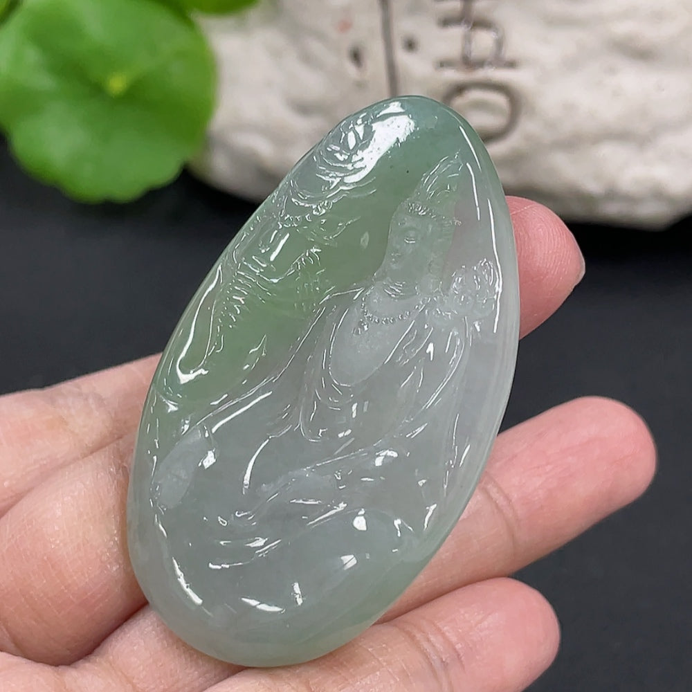Jadeite Samantabhadra Bodhisattva Pendant, Total Weight Approx. 21.9g