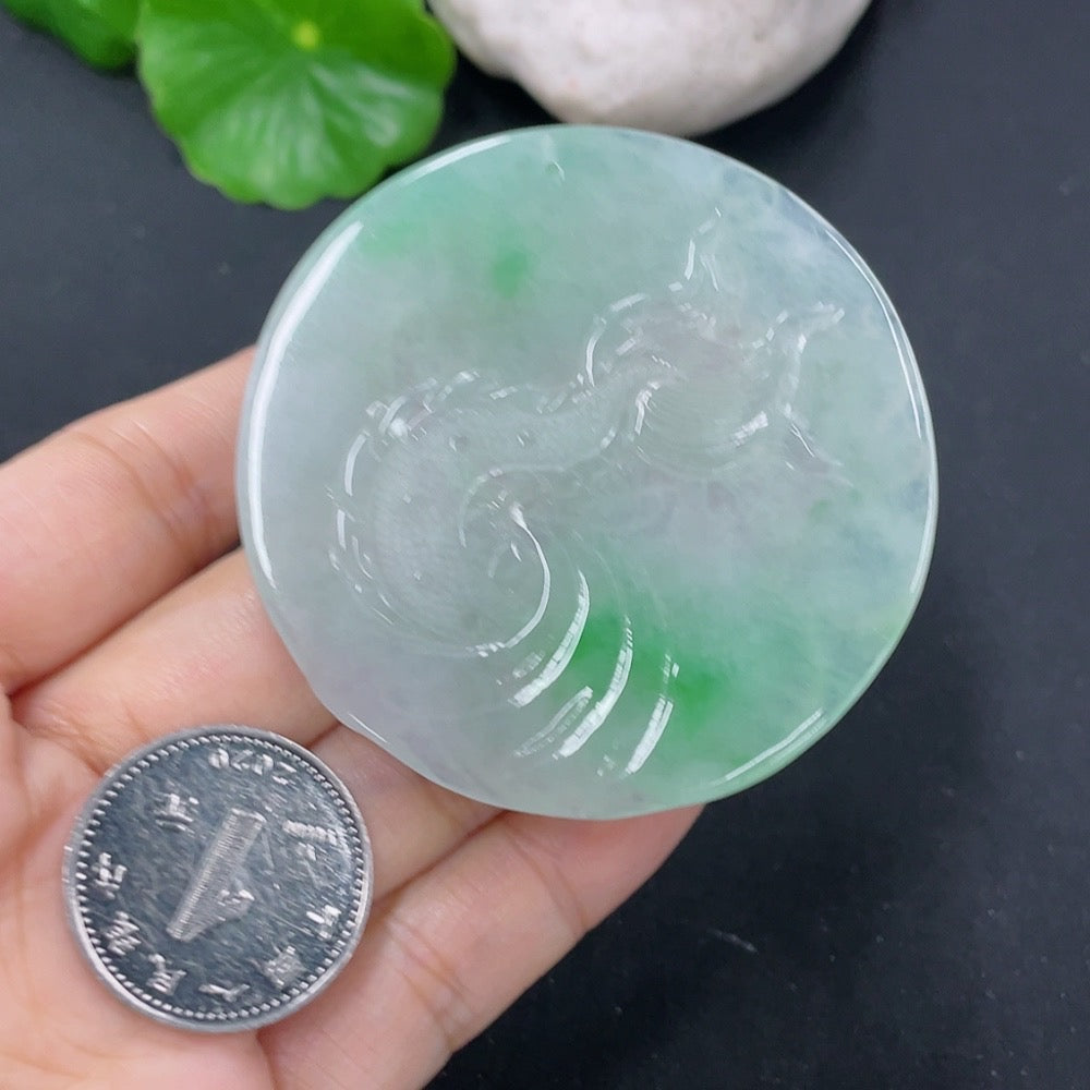 Jadeite Pendant Dragon Plaque Total Weight Approx. 29.24g