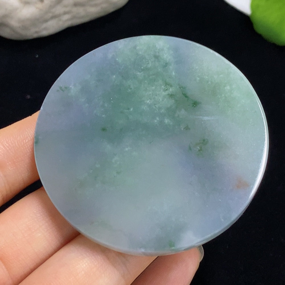Smooth jadeite plain pendant from HKHQ, showcasing a polished, natural green jade stone with a simple, elegant design.
